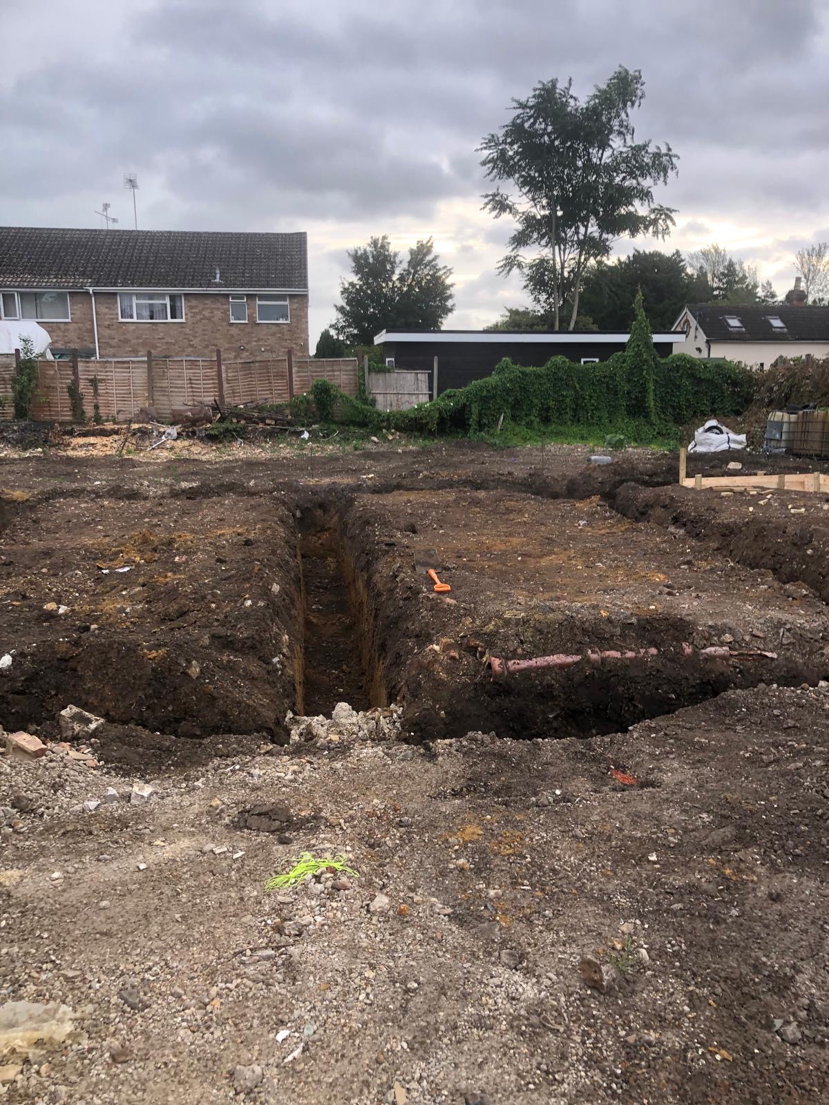 Foundation trenches excavated pre-pour